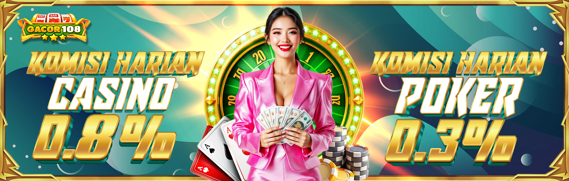 KOMISI HARIAN CASINO 0.8% & POKER 0.3%